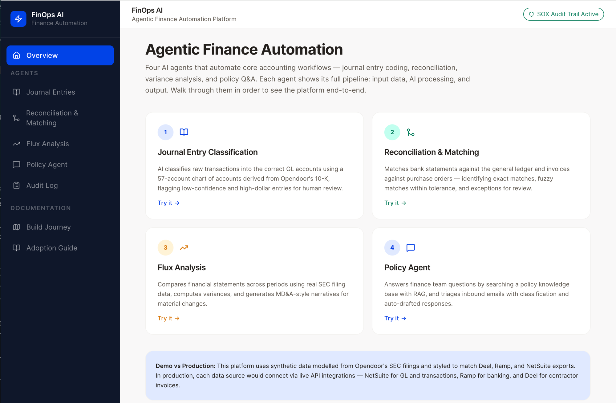 Opendoor FinOps AI Agents — finance automation dashboard